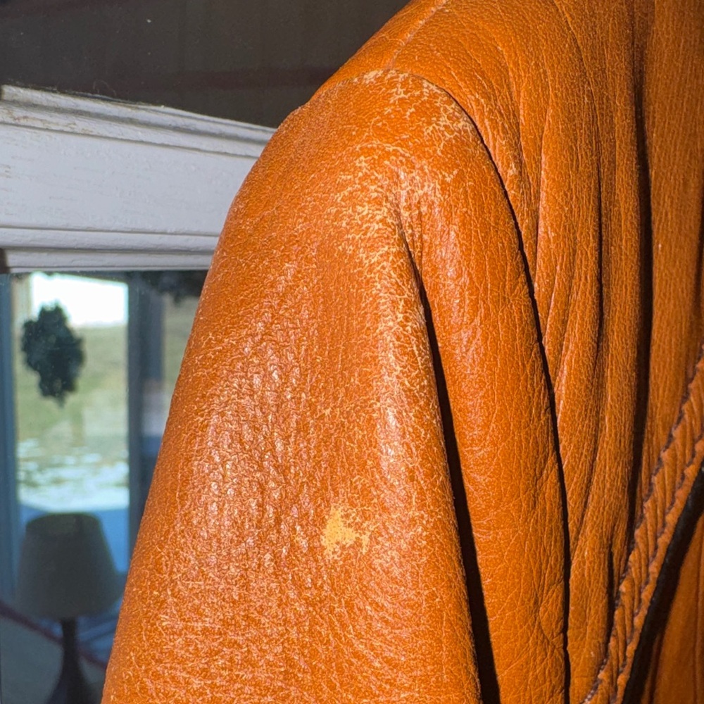 Vintage Brown Womens Leather Jacket with Belt & Removable Faux Fur Vest Small - Picture 6 of 16